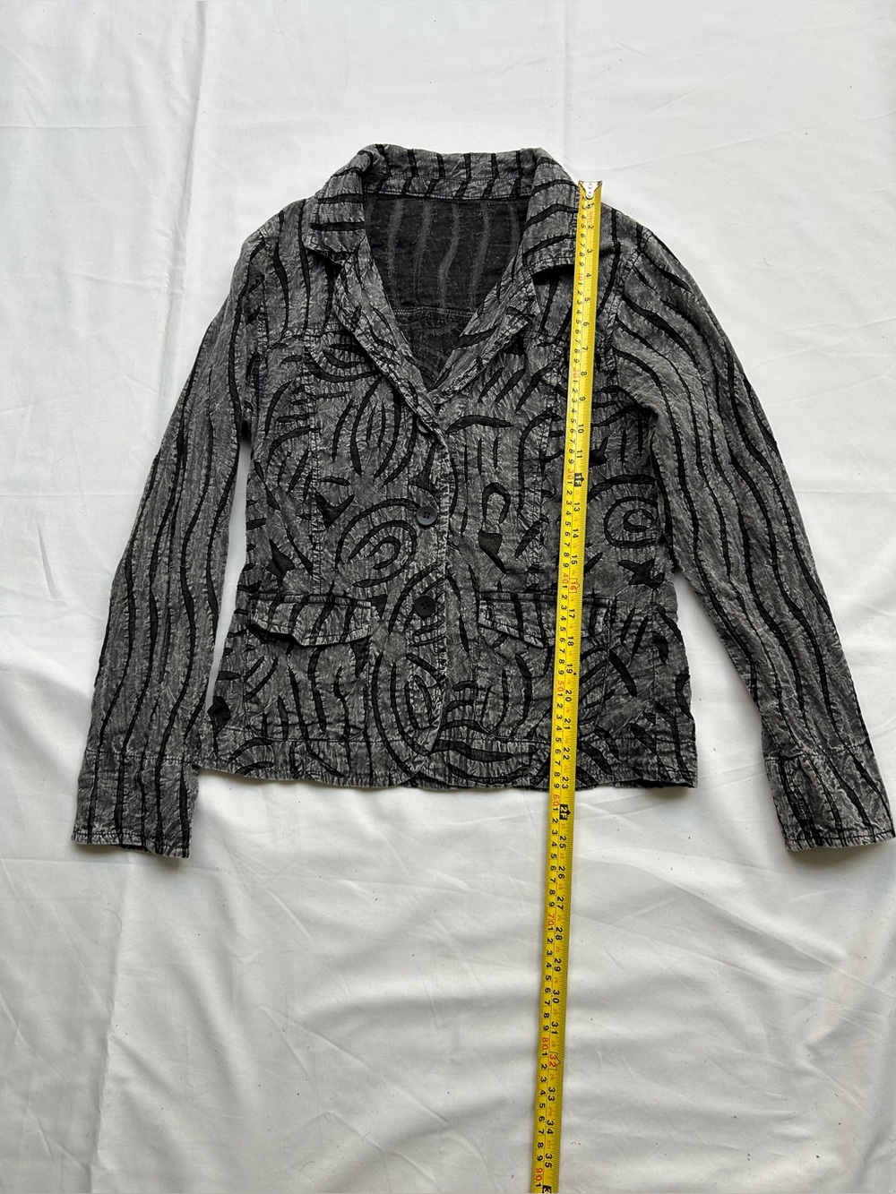 Women's Black & Gray Patterned Blazer Jacket
